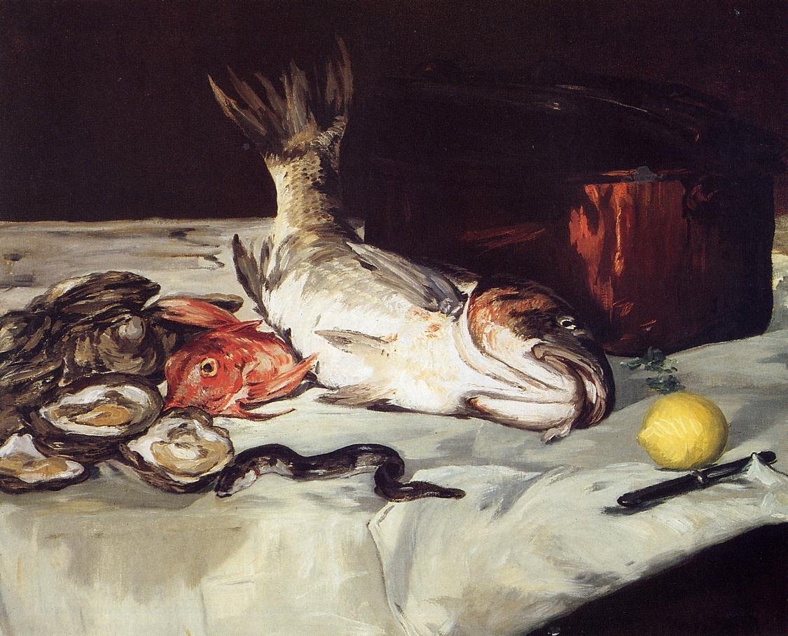 Asetelma kalojen kanssa tekijältä Édouard Manet