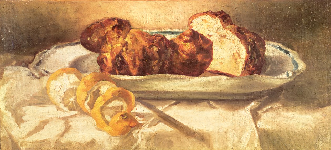 Still life na may brioches at lemon, 1873 finn tekijältä Édouard Manet