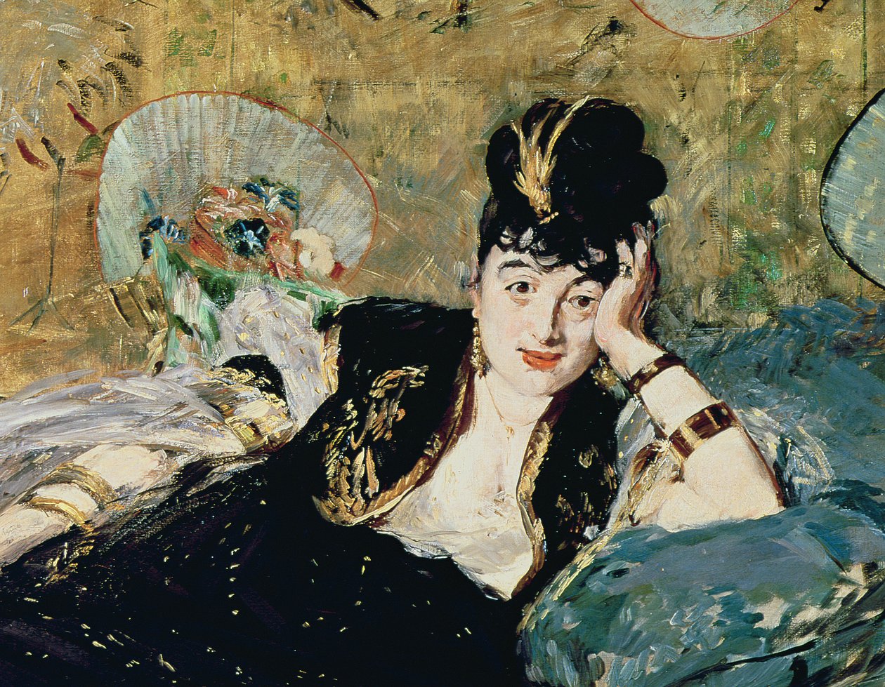 Nainen viuhkaineen, Nina de Calliasin muotokuva, n. 1873-1874 (yksityiskohta 42292) tekijältä Édouard Manet