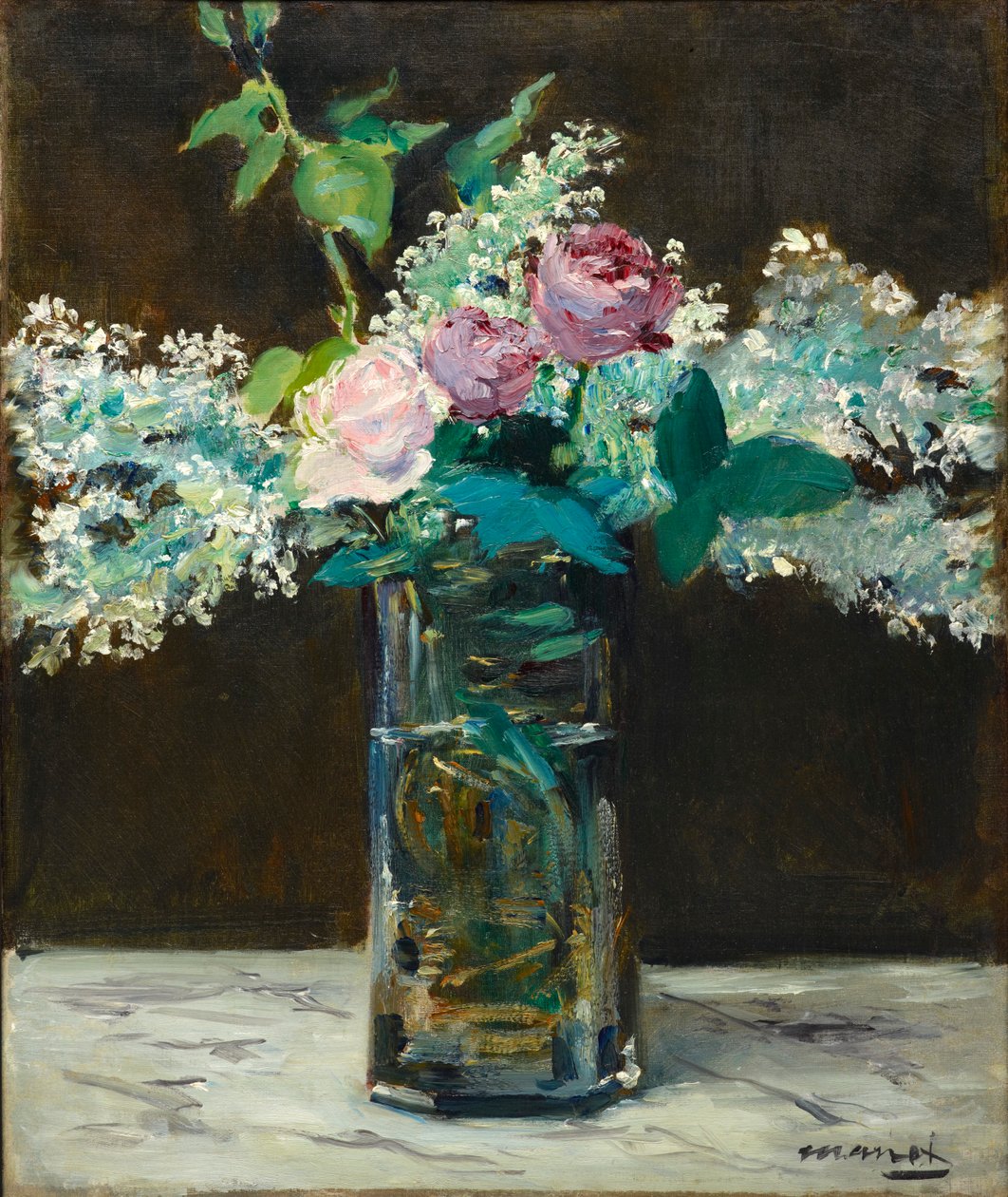 Maljakko avec lilas blanc et rosés tekijältä Édouard Manet