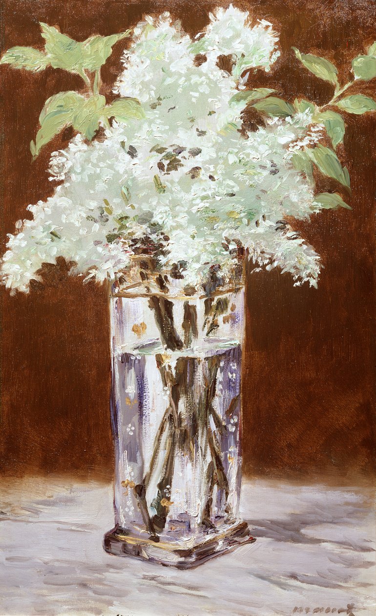 Valkoinen lila kristallimaljakossa, 1882 tekijältä Édouard Manet