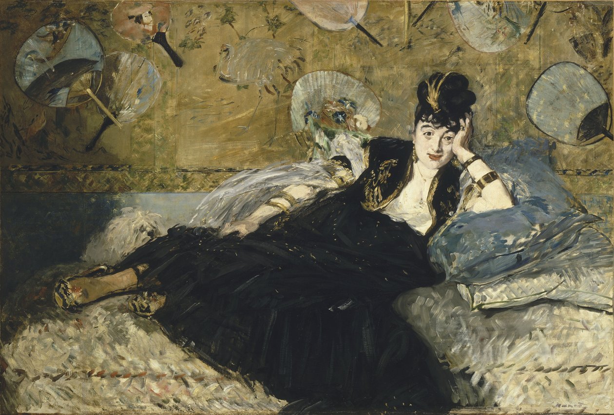 Nainen fanien kanssa tekijältä Édouard Manet