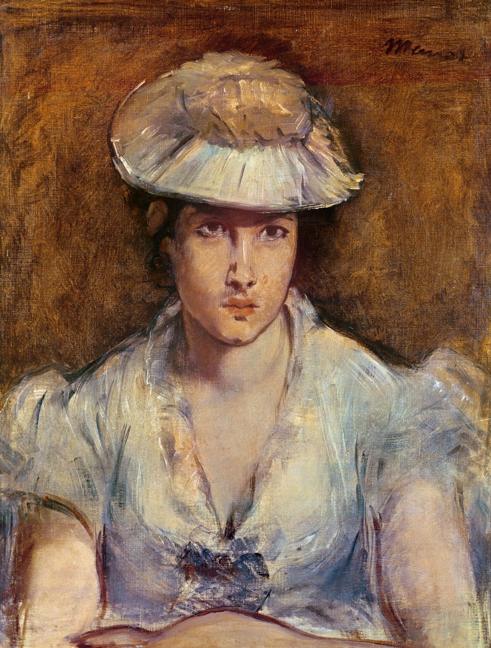 Valkoiseen pukeutunut nuori tyttö tai Marguerite Gauthier-Lathuille, noin 1878. tekijältä Édouard Manet