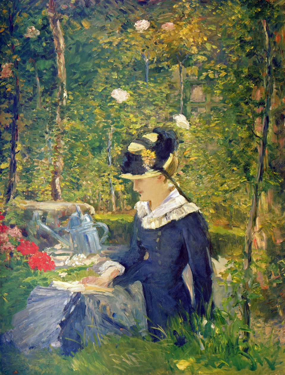 Nuori nainen Bellevue Gardenin sisäänkäynnissä (Marguerite), 1880 tekijältä Édouard Manet