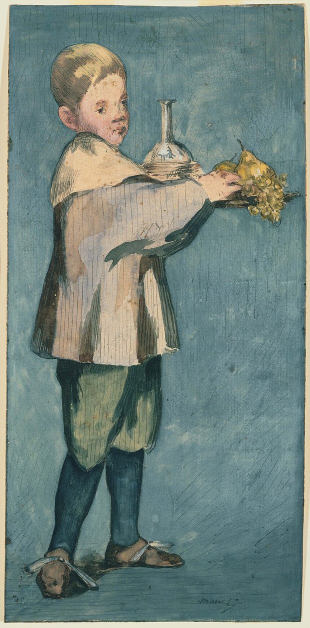 Poika kantaa tarjottimella tekijältä Édouard Manet