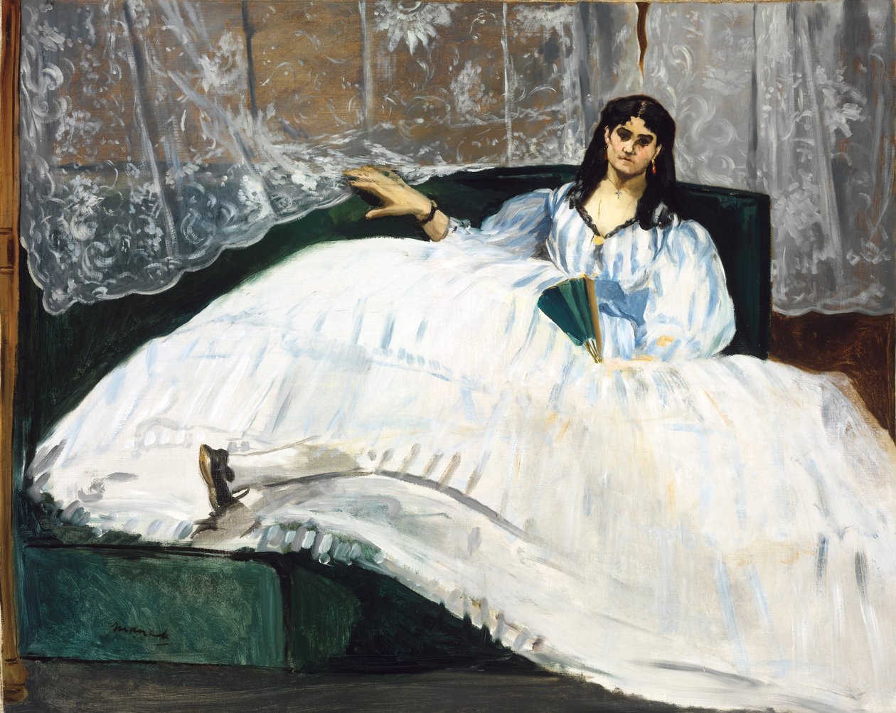 Nainen tuulettimen kanssa tekijältä Édouard Manet