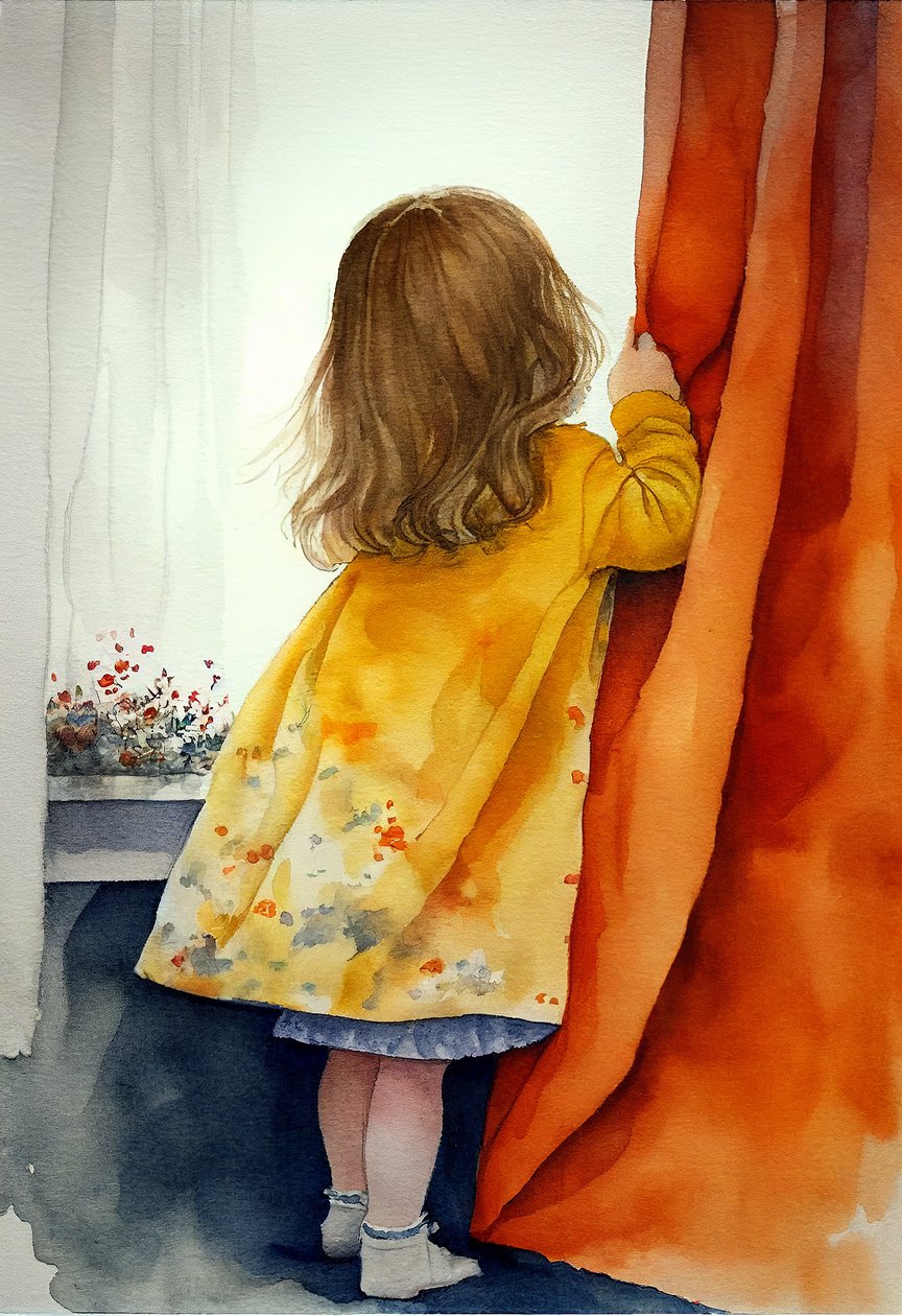 Pikkutyttö pelissä Hide, Wall Art | Kanvastulosteet tekijältä F. Abderrahim
