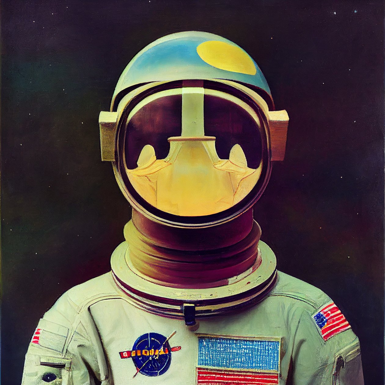 abstrakti astronauttimaalaus avaruudessa, verkossa tulostettava taide tekijältä F. Abderrahim
