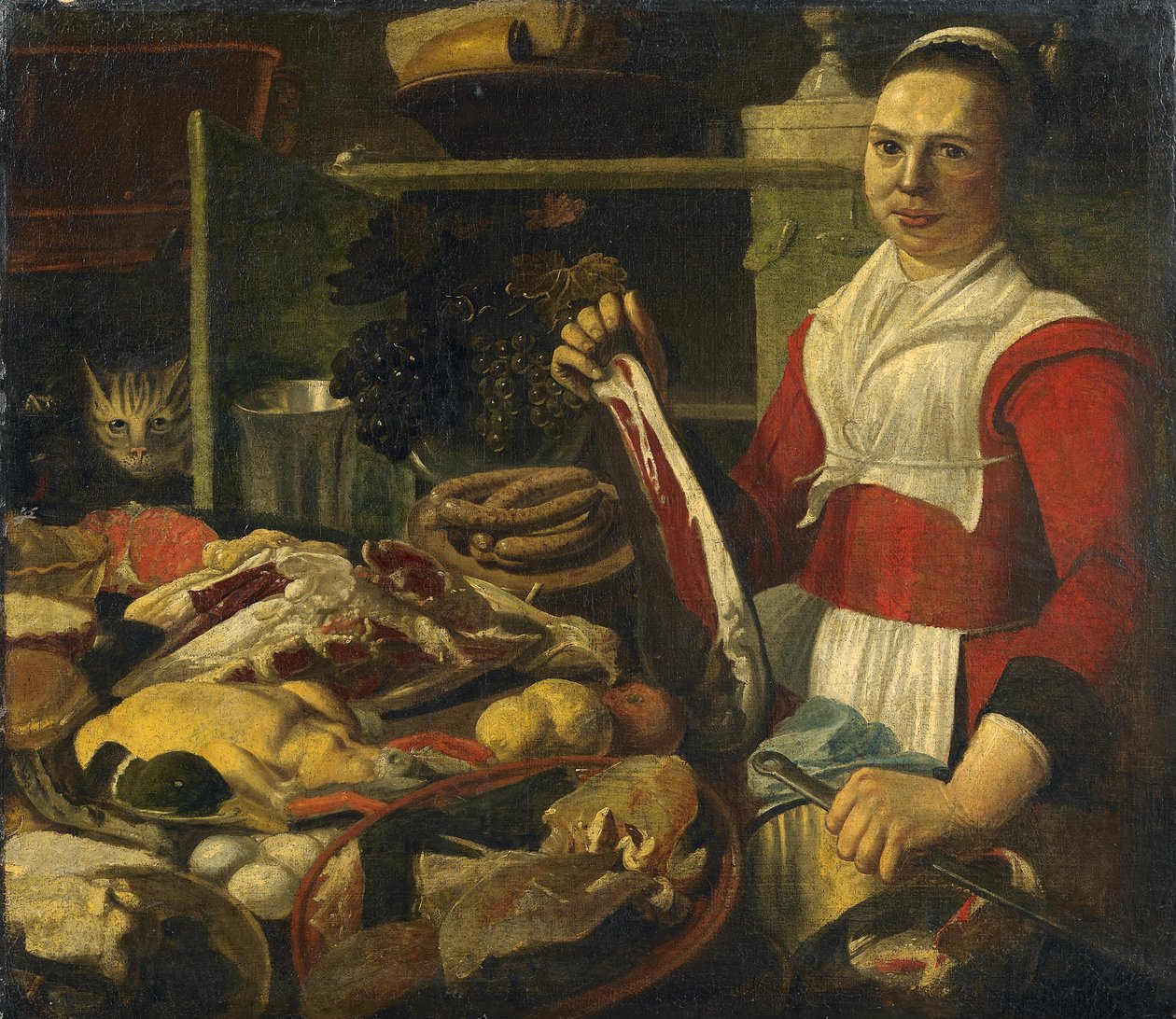 Großes Küchenstillleben tekijältä follower of Pieter Corneliusz. van Rijck