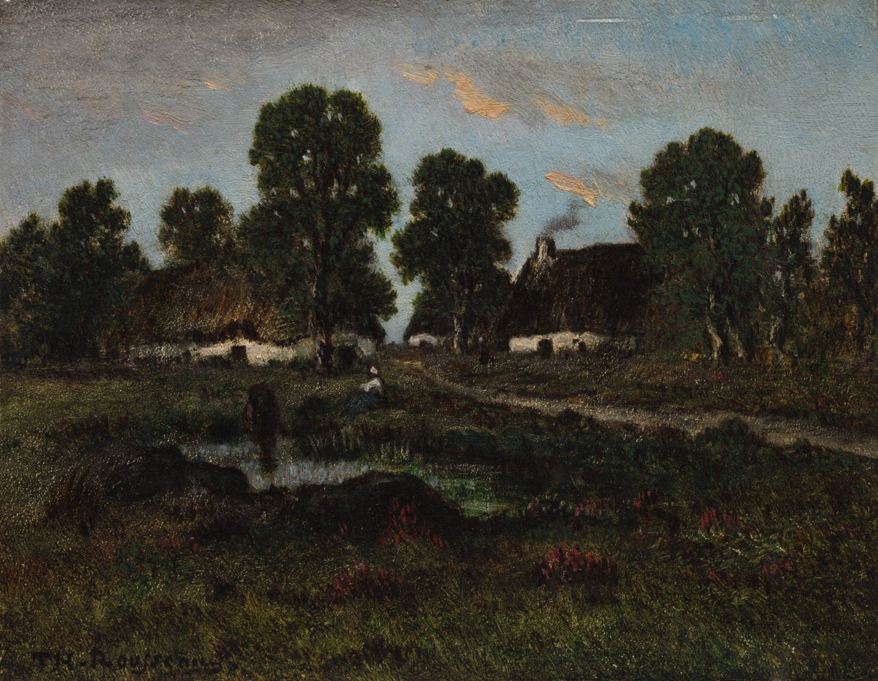 Mökit lähellä Larchantia tekijältä imitator of Théodore Rousseau