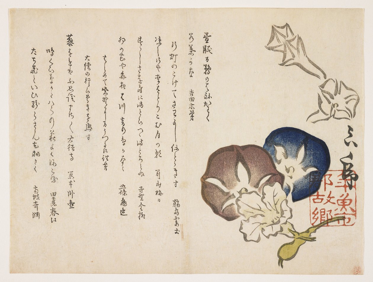 Morning Glories, n. 1830 (värillinen puupainatus) tekijältä Ishi Matora