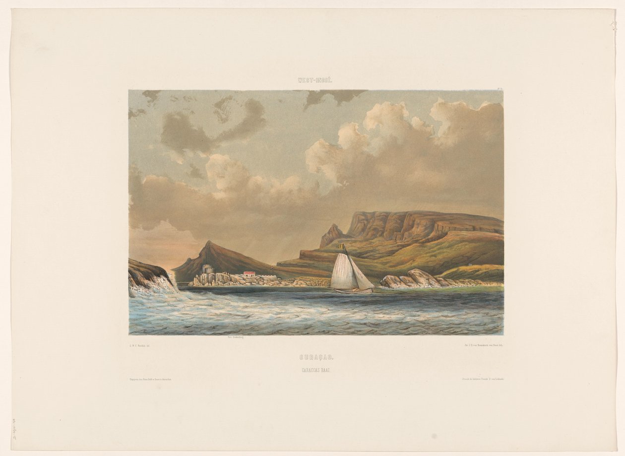 Caracasbaai Curacao. Caraccas Baai (otsikko esineessä) tekijältä jonkheer Jacob Eduard van Heemskerck
