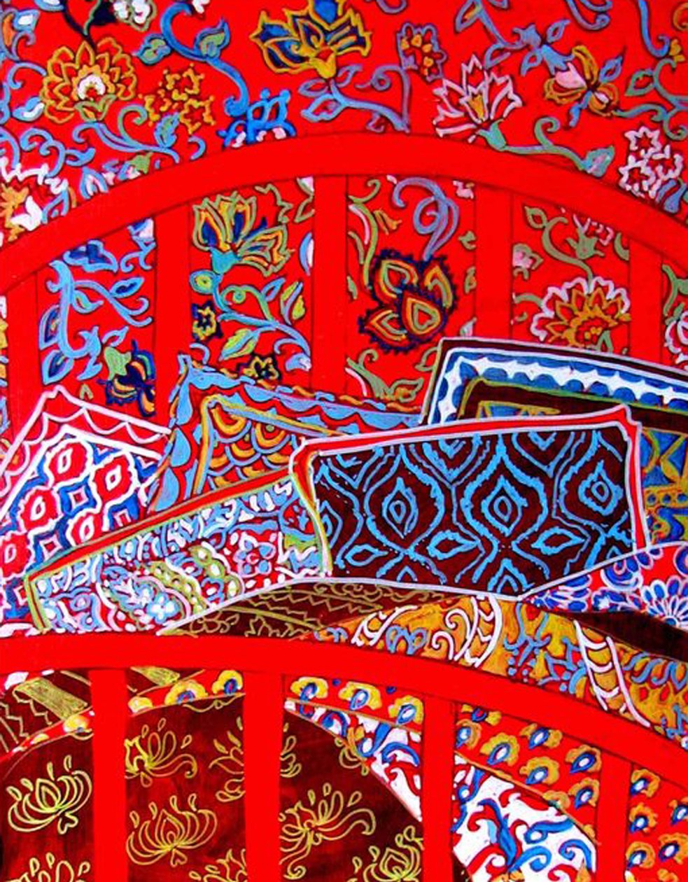 Bedtime with red, 2015 (in, akryyli, öljy) tekijältä linda arthurs