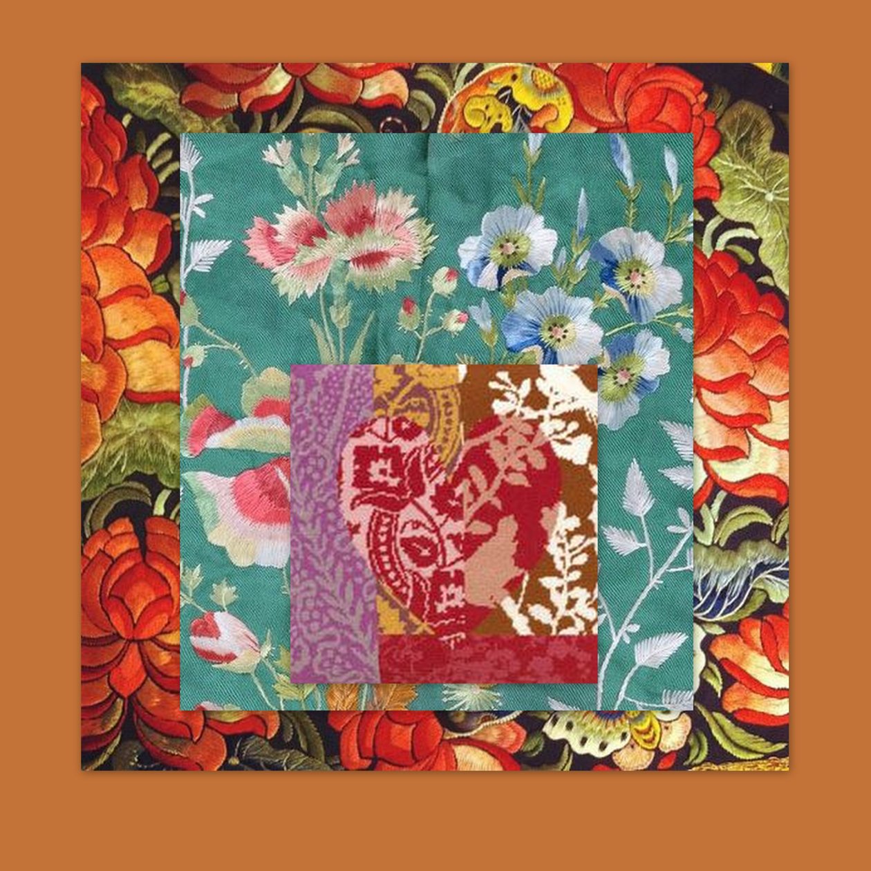 PRETTY FLORAL COLLAGE, 2018 (sekatekniikka) tekijältä linda arthurs