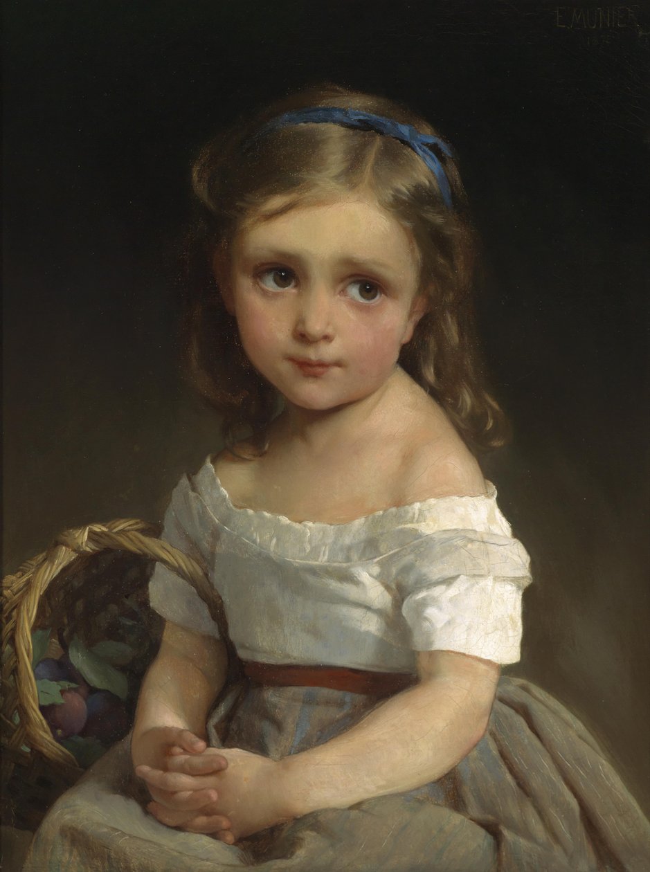 Tyttö ja kori luumuja tekijältä Emile Munier