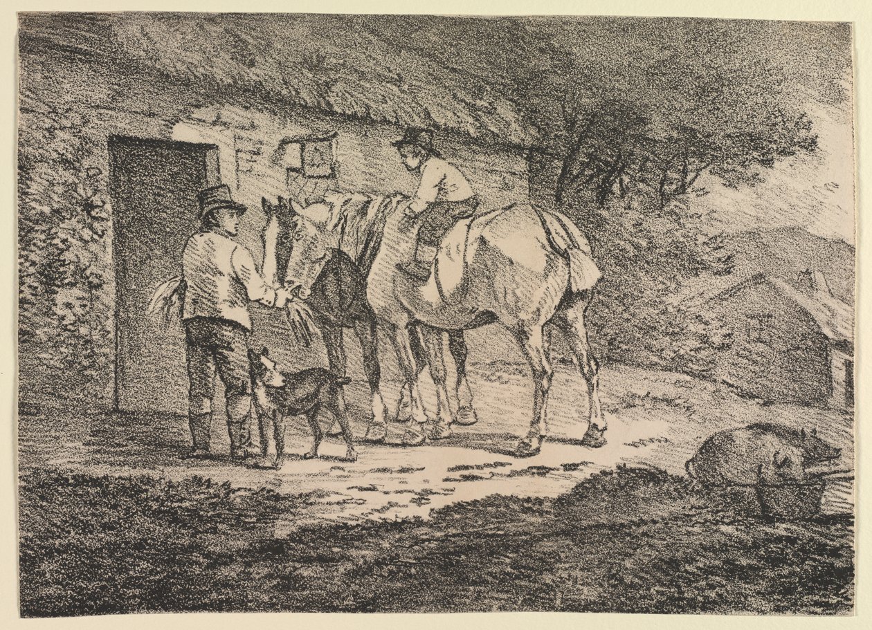 Polyautografian näytteet: Hevoset mökin ovella tekijältä near the Policoro Painter (South Italian, Lucanian, active c. 400 BC)