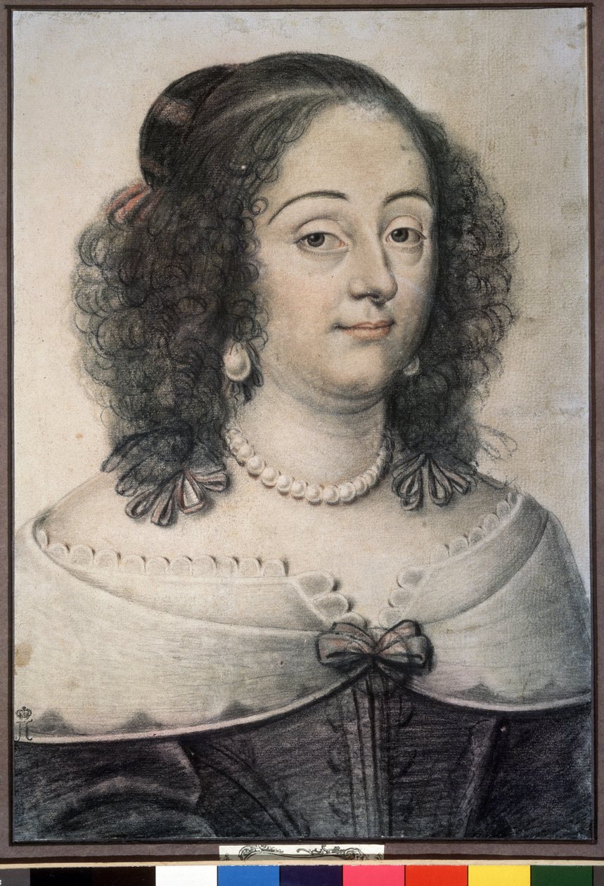 ""Naisen muotokuva"" Tämä on luultavasti Englannin kuningatar Henriette Marie (1609-1669). Liitupiirros Daniel Dumoustier (tai Dumonstier) (1574-1646) 1640 Pushkin-museo, Moskova tekijältä or Dumoustier Daniel Dumonstier