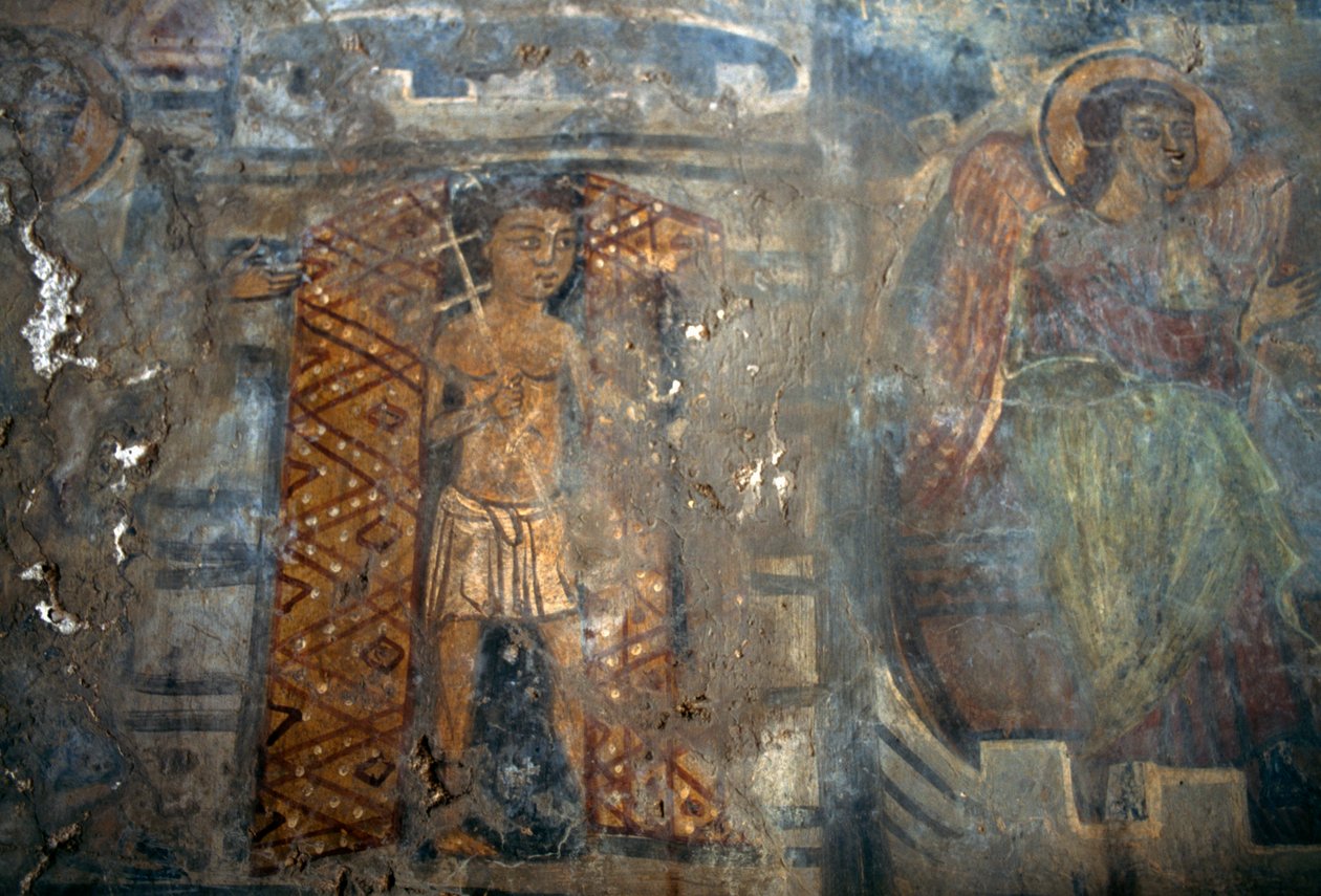 Enkeli, fresko Plemenianan kirkossa, Kreeta, Kreikka (kuva) tekijältä Theodore Charles Ange Coquelin