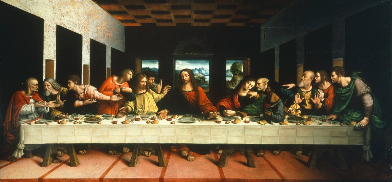 Kopio Leonardo da Vincin viimeisestä ehtoollisesta, kirjoittanut Cesare Magni (1500-luvun ensimmäinen puolisko) tekijältä or Magno Cesare Magni