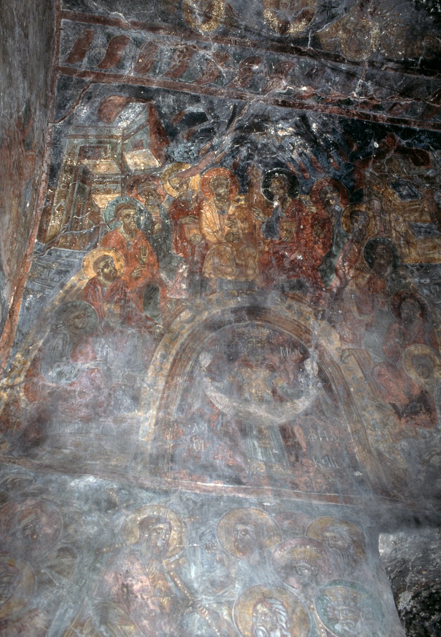 Pyhät, fresko Agia Paraskevin kirkon katossa, Anisaraki, Kreeta, Kreikka (kuva) tekijältä Theodore Charles Ange Coquelin