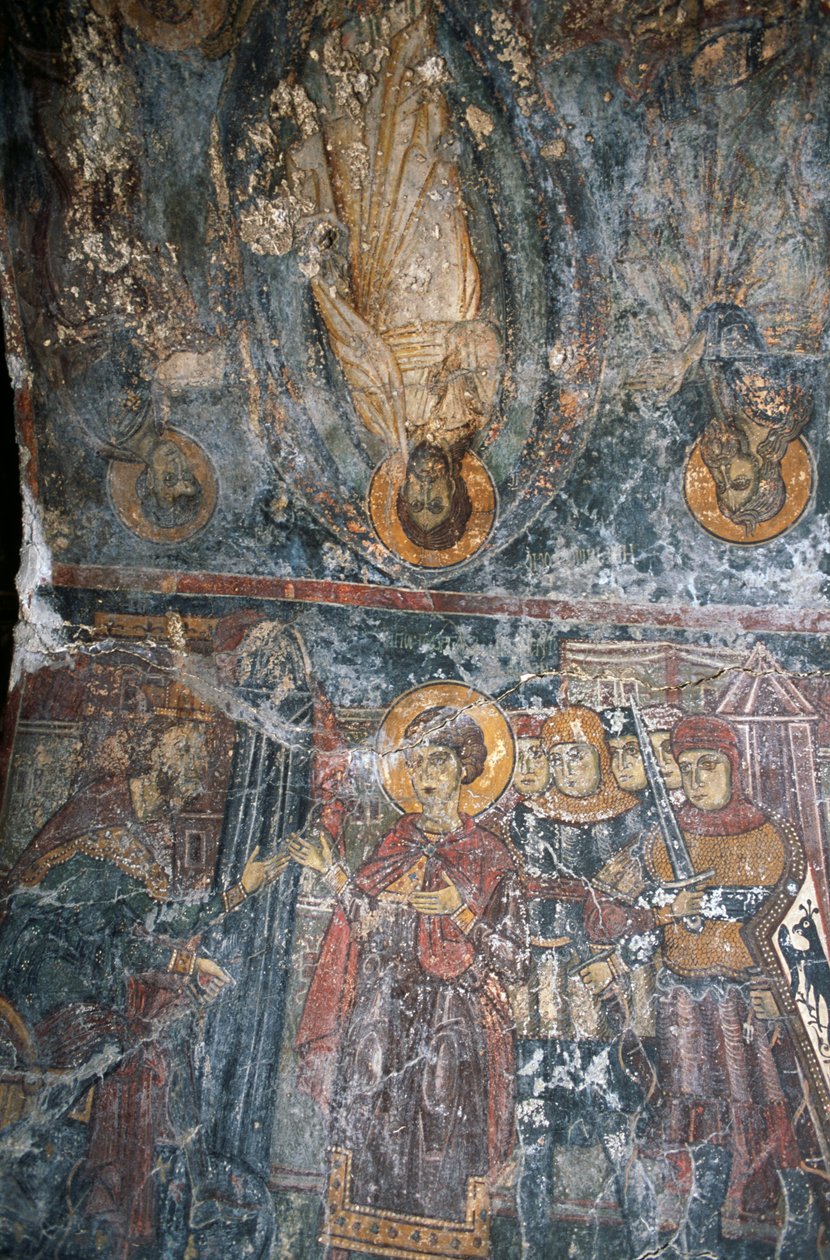 Kohtauksia Jeesuksen elämästä, Pagomenoksen maalaama holvi Agios Georgioksen kirkossa, Anidri, Kreeta, Kreikka tekijältä Theodore Charles Ange Coquelin