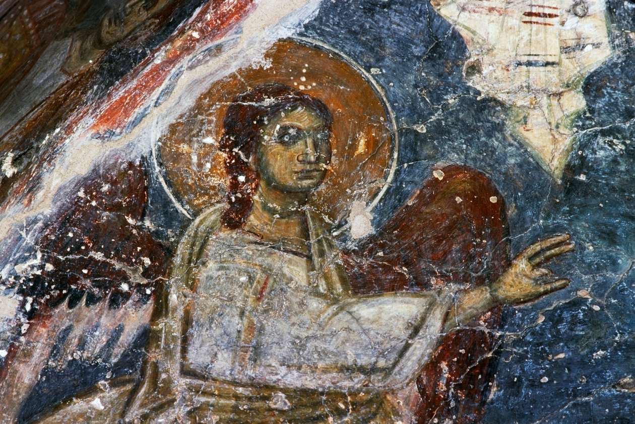 Enkeli, fresko bysanttilaisessa Agios Georgios Sfakiotis -kirkossa, Diavaide, Kreeta, Kreikka (kuva) tekijältä Unbekannt Unbekannt