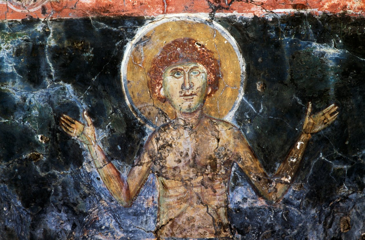 Kristus, fresko bysanttilaisessa Agios Georgios Sfakiotis -kirkossa, Diavaide, Kreeta, Kreikka (kuva) tekijältä Unbekannt Unbekannt