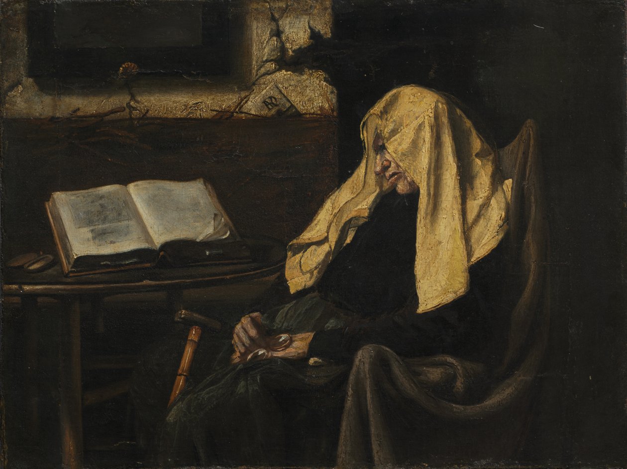 Vanha nainen unessa tekijältä possibly France, mid 19th Century