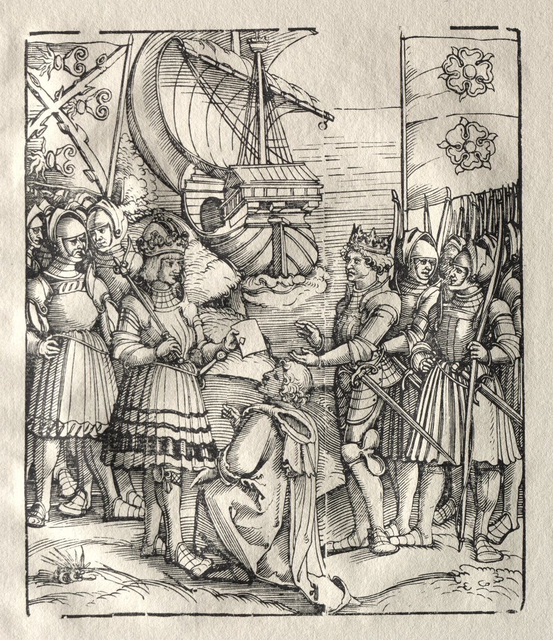 Maximilian tekee rauhan Henry VII:n kanssa tekijältä possibly by Peter Flötner
