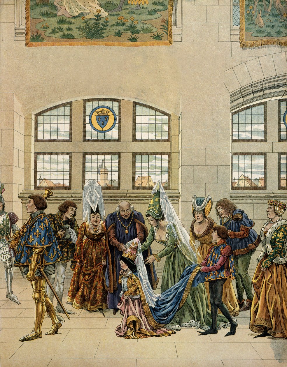 Ranskan historia keskiajalla (keskiaika): Marguerite, Itävallan arkkiherttuatar (1480-1530), Maximilianin Habsburgin tytär, Dauphinin pikku morsian, tuli Ranskan hoviin ollakseen läsnä delfiinille (josta tuli). Ranskan kuningas C tekijältä pseudonym for Onfray de Breville Jacques Job