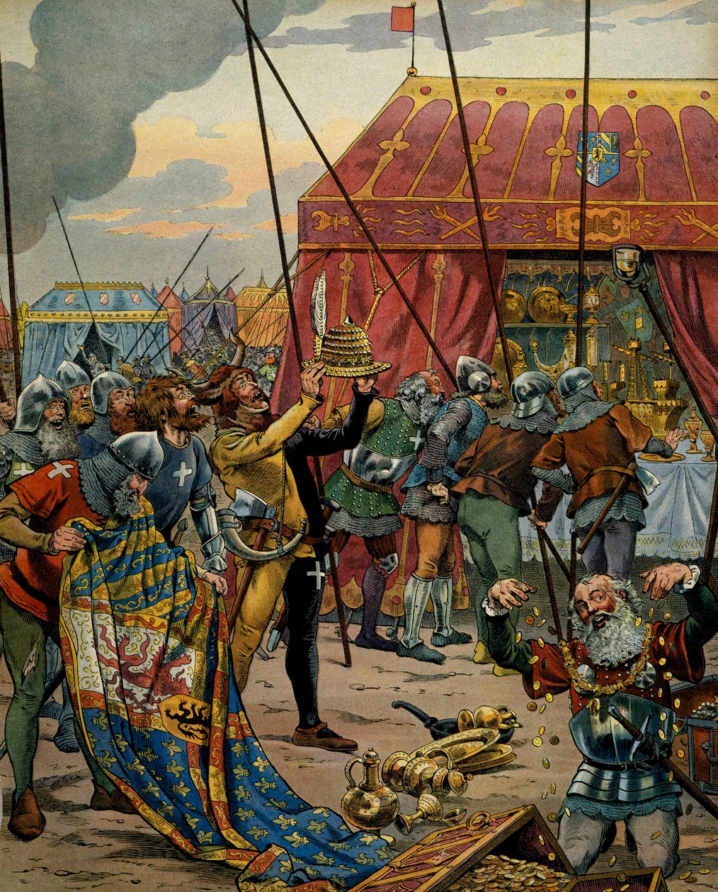 Ranskan historia keskiajalla (keskiaika): Sveitsit takavarikoivat Charles Temerairen (1433-1477), Burgundin herttuan pojanpoikien taistelun jälkeen, vaurauden. Hän näki Louisin liittolaisten voiton. XI Ranskan yli Cha tekijältä pseudonym for Onfray de Breville Jacques Job