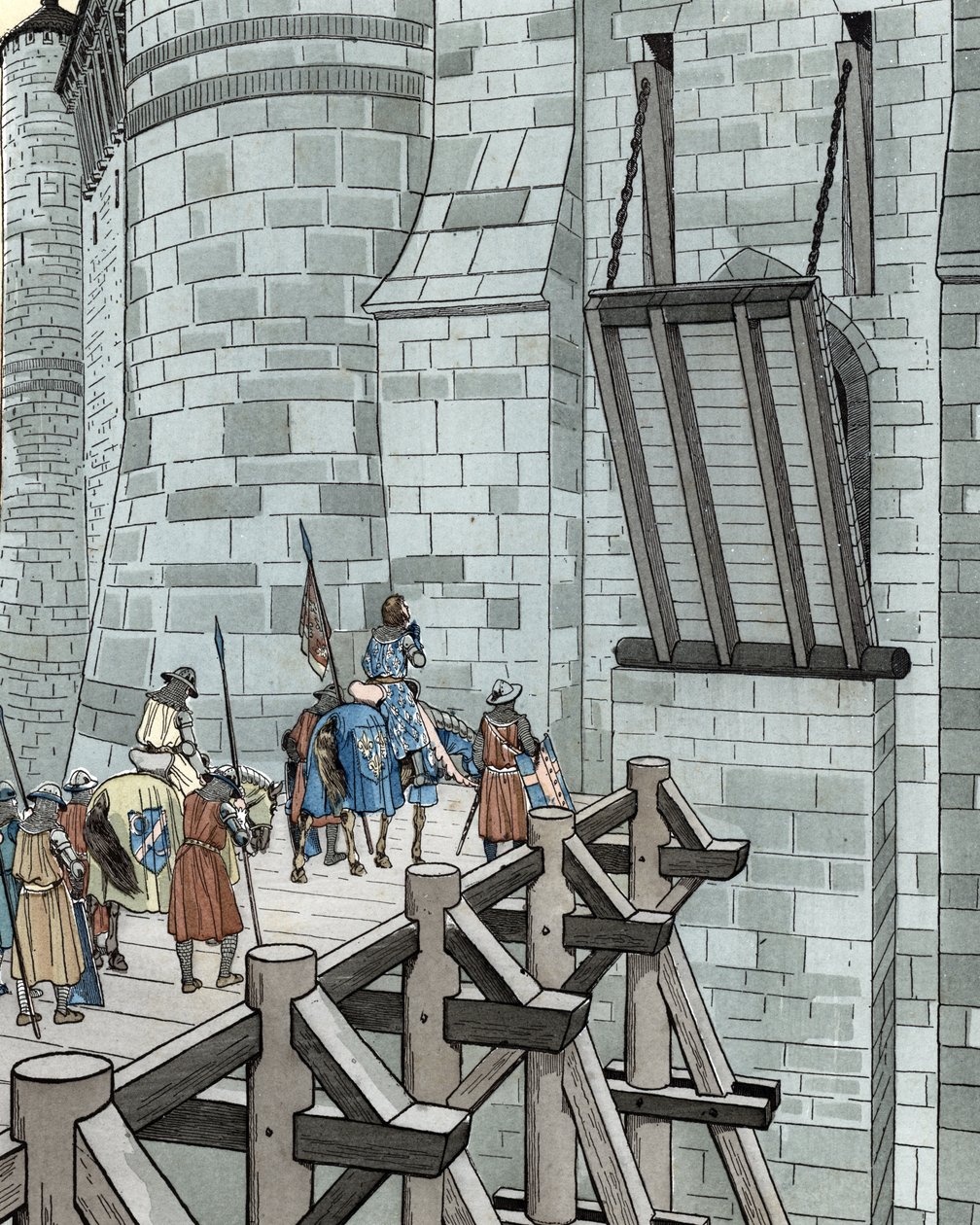 Satavuotinen sota: Philippe VI of Valois pyytää turvapaikkaa Château de Broyesta (1346) tekijältä pseudonym for Onfray de Breville Jacques Job