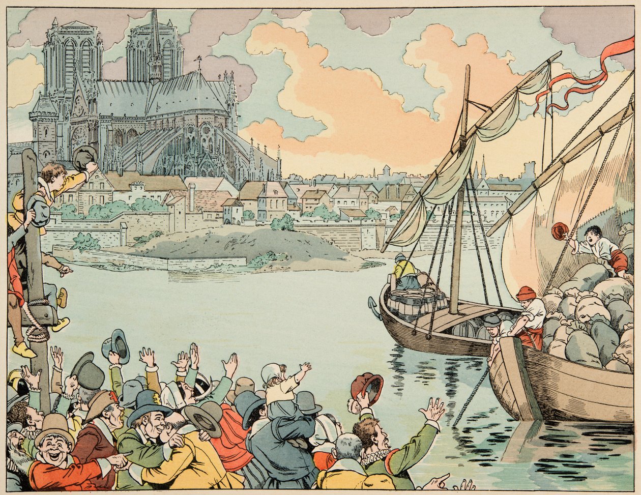 Kuvitus kirjasta "Le bon roy Henri", kuvittanut Jacques Marie Gaston Onfray de Breville dit JOB (1858-1931): Paris refuitaille - Yksityinen kokoelma tekijältä pseudonym for Onfray de Breville Jacques Job