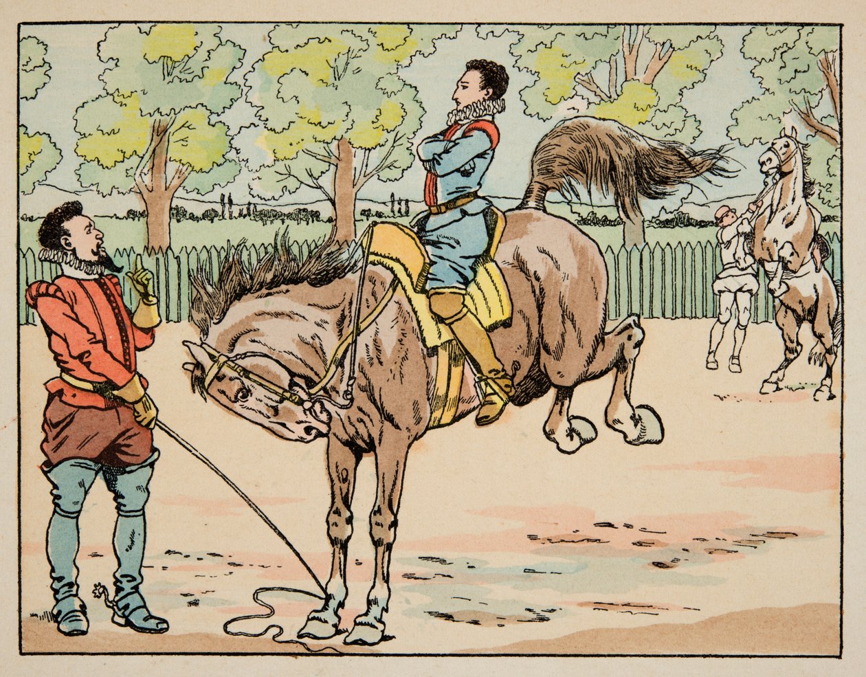 Kuva otettu kirjasta "" Le bon roy Henri", kuvittanut Jacques Marie Gaston Onfray de Breville dit JOB (1858-1931): Koulutus 1500-luvun ratsastuksessa - Yksityinen kokoelma tekijältä pseudonym for Onfray de Breville Jacques Job