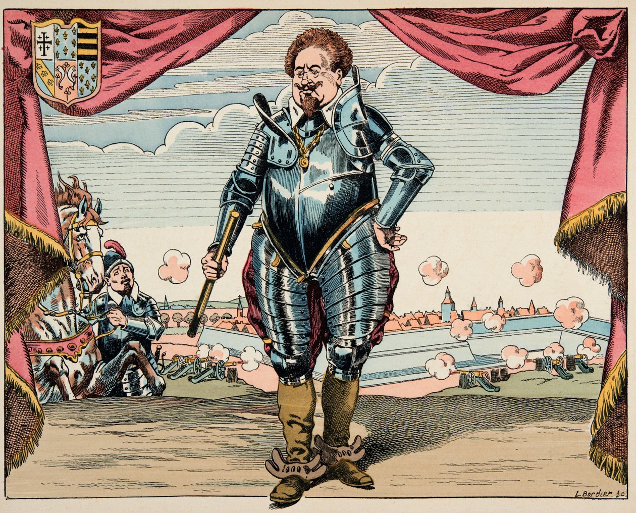 Kuva otettu kirjasta "Le bon roy Henri", kuvittanut Jacques Marie Gaston Onfray de Breville dit JOB (1858-1931): Charles de Lorraine (1554-1611), Mayennen herttua, Liigan sotilasjohtaja, vihollinen, muotokuva Henri IV - Yksityinen kokoelma tekijältä pseudonym for Onfray de Breville Jacques Job