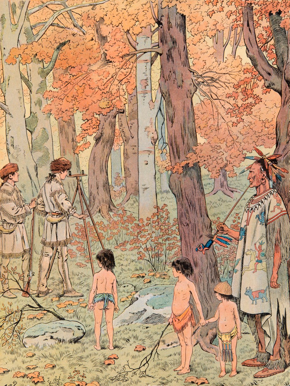 Jacques Marie Gaston Onfroy de Breville dit JOB (1858-1931) - 16-vuotiaana George Washingtonista tuli katsastaja ja kartoitti Blue Ridge Mountainsin länsipuolella olevia maita, yksityinen kokoelma tekijältä pseudonym for Onfray de Breville Jacques Job
