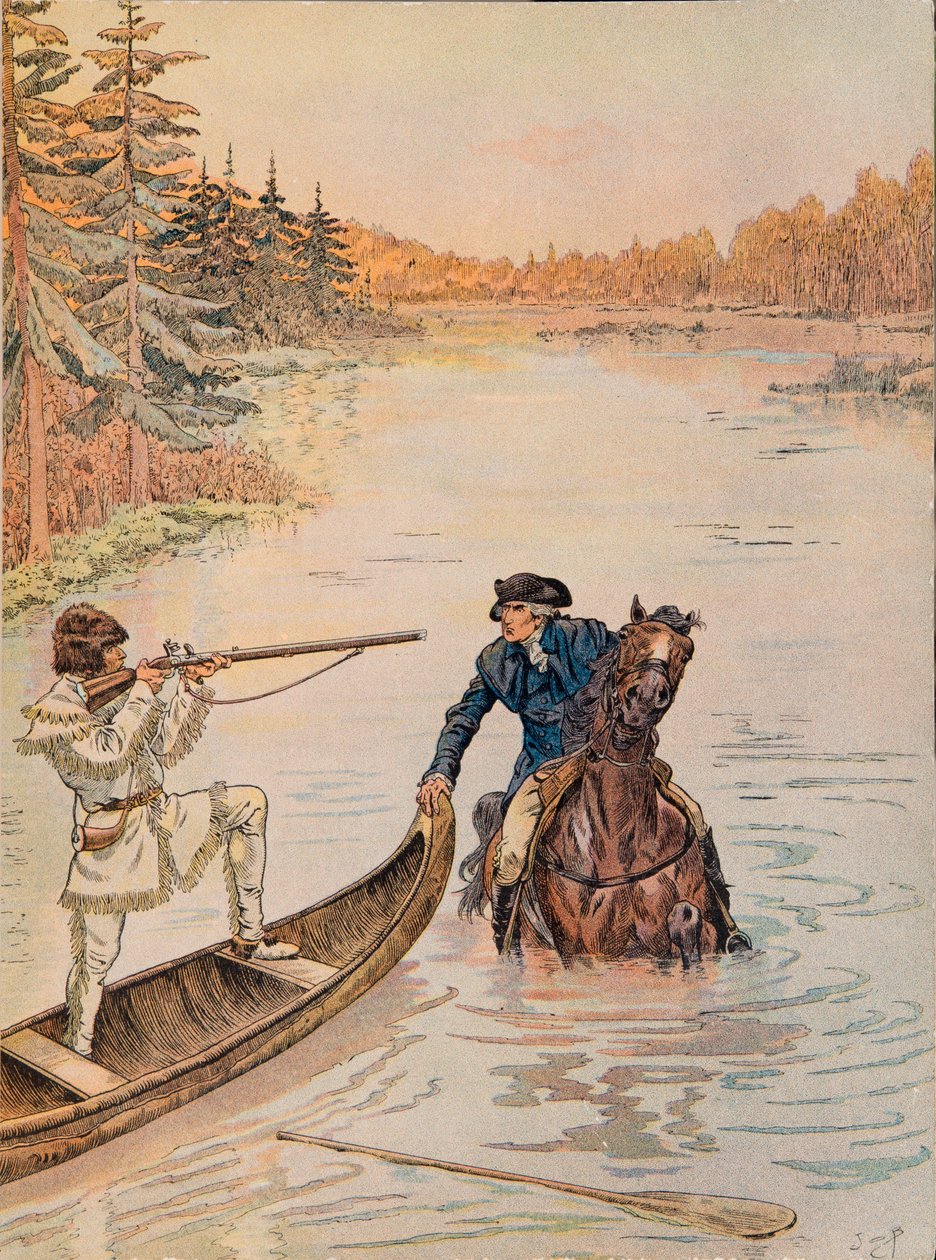 Jacques Marie Gaston Onfroy de Breville töissä (1858-1931) - Georges Washington näyttelee metsästysvartijaa maillaan, yksityinen kokoelma tekijältä pseudonym for Onfray de Breville Jacques Job