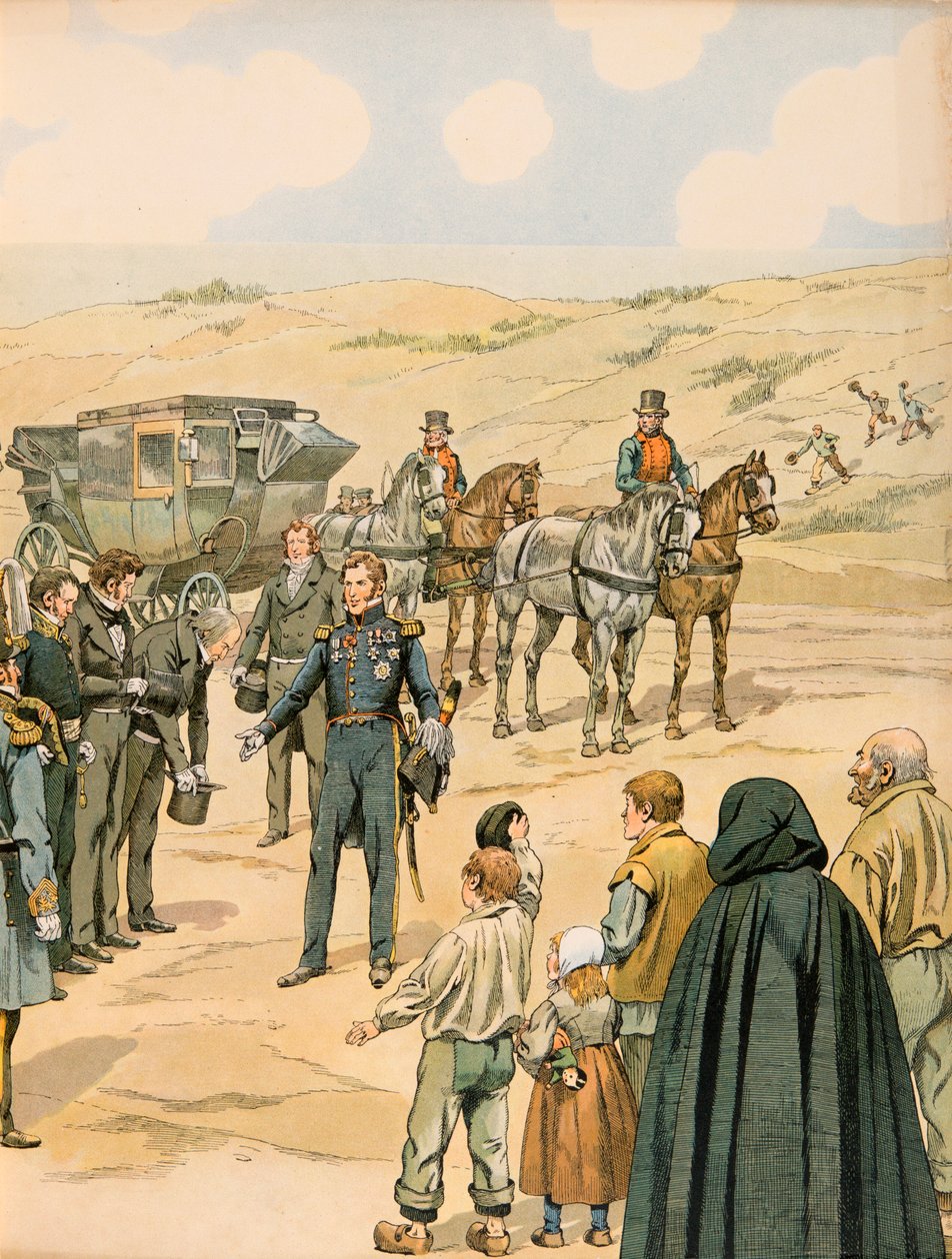 Jacques Marie Gaston Onfroy de Breville dit JOB (1858-1931) - Belgian historia: Leopold 1, er (1790 - 1865) Saksin Cobourgin prinssi - Belgian viranomaiset toivottavat Gothan tervetulleeksi La Pannessa 17. heinäkuuta tekijältä pseudonym for Onfray de Breville Jacques Job