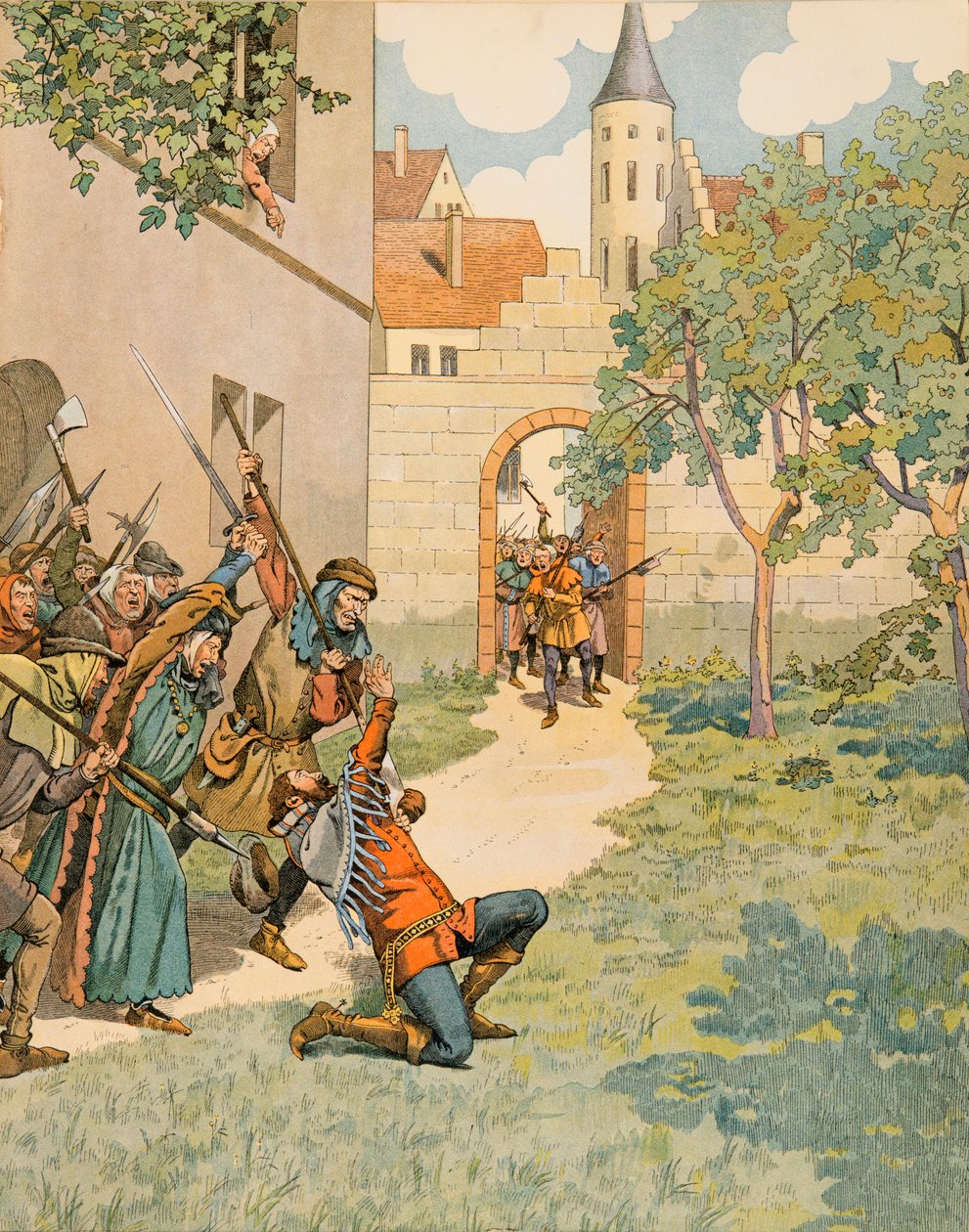Jacques Marie Gaston Onfroy de Breville dit JOB (1858-1931) - Belgian historia: Jacques (Jacob) Van Artevelde (1287 - 1345) sanoo Gentin viisaan joutuneen kansan iskujen alle, Yksityinen kokoelma tekijältä pseudonym for Onfray de Breville Jacques Job
