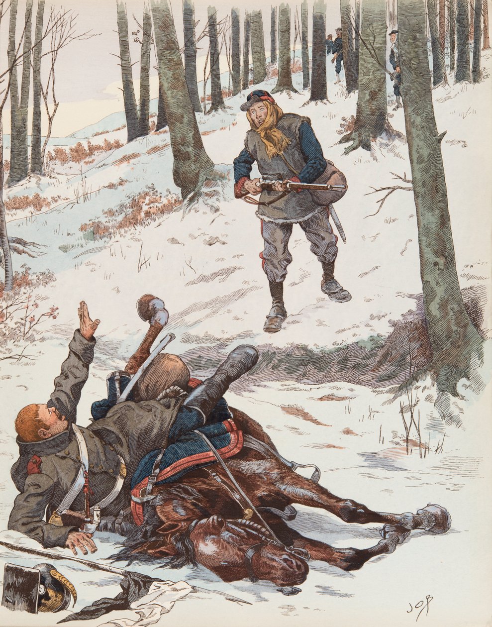 Jacques Marie Gaston Onfroy de Breville dit JOB (1858-1931) - Le Moblot (kansalliskaartin sotilas 1870 sodan aikana), yksityinen kokoelma tekijältä pseudonym for Onfray de Breville Jacques Job