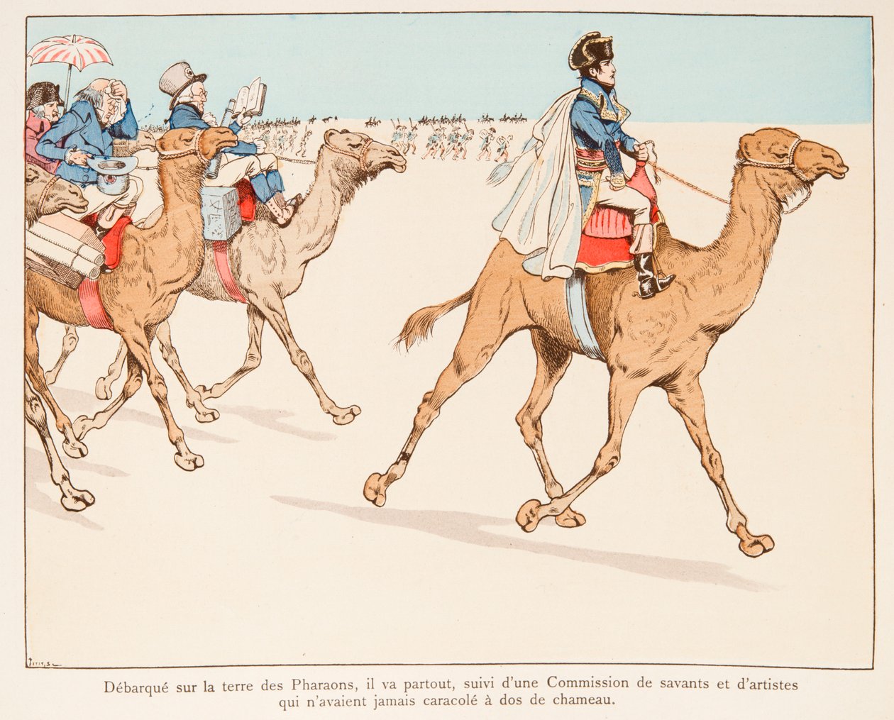 Jacques Marie Gaston Onfroy de Breville dit JOB (1858-1931) - Napoleon Bonaparte retkillä Egyptiin Armeen ja tiedemiesten kanssa vuonna 1798, yksityinen kokoelma tekijältä pseudonym for Onfray de Breville Jacques Job