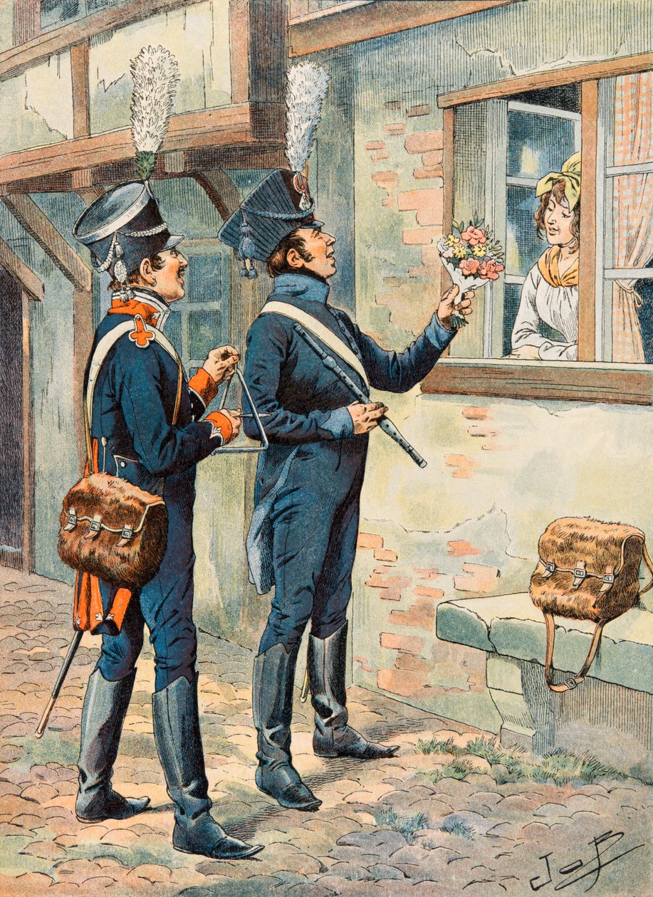 Jacques Marie Gaston Onfroy de Breville dit JOB (1858-1931) - Ranskan joukkojen varusteet kaikkina aikoina: kevyen jalkaväen muusikot ensimmäisen imperiumin aikana, yksityinen kokoelma tekijältä pseudonym for Onfray de Breville Jacques Job