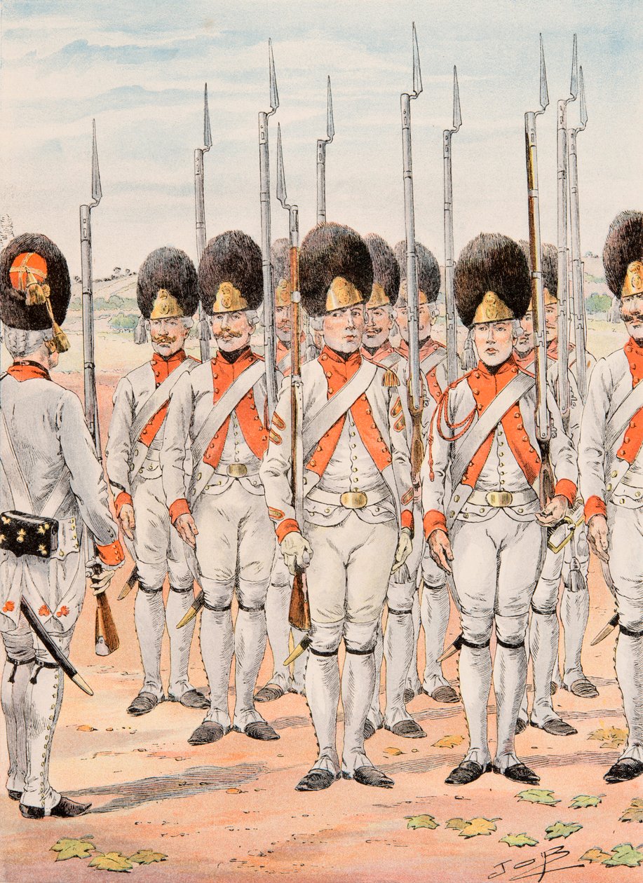 Jacques Marie Gaston Onfroy de Breville dit JOB (1858-1931) - Ranskan joukkojen varusteet kaikkina aikoina: Orleans Infanterien rykmentin grenadiers (1765 - 1775), yksityinen kokoelma tekijältä pseudonym for Onfray de Breville Jacques Job