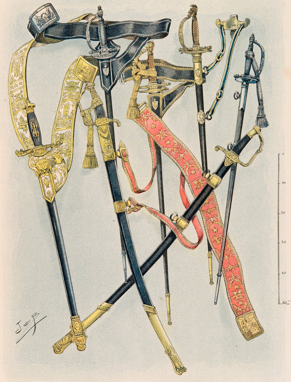 Jacques Marie Gaston Onfroy de Breville dit JOB (1858-1931) - Ranskan joukkojen varusteet kaikkina aikoina: Osavaltioiden majurien aseet, vuoden XII säädös, yksityinen kokoelma tekijältä pseudonym for Onfray de Breville Jacques Job