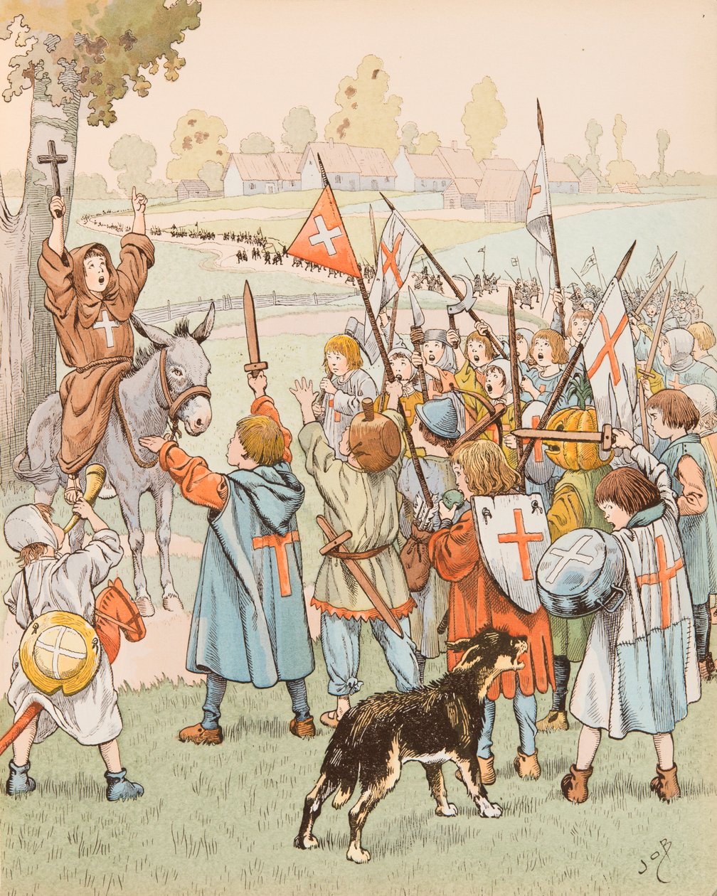 Jacques Marie Gaston Onfroy de Breville dit JOB (1858-1931) - Lasten ristiretki Jerusalemissa vuonna 1212, yksityinen kokoelma tekijältä pseudonym for Onfray de Breville Jacques Job