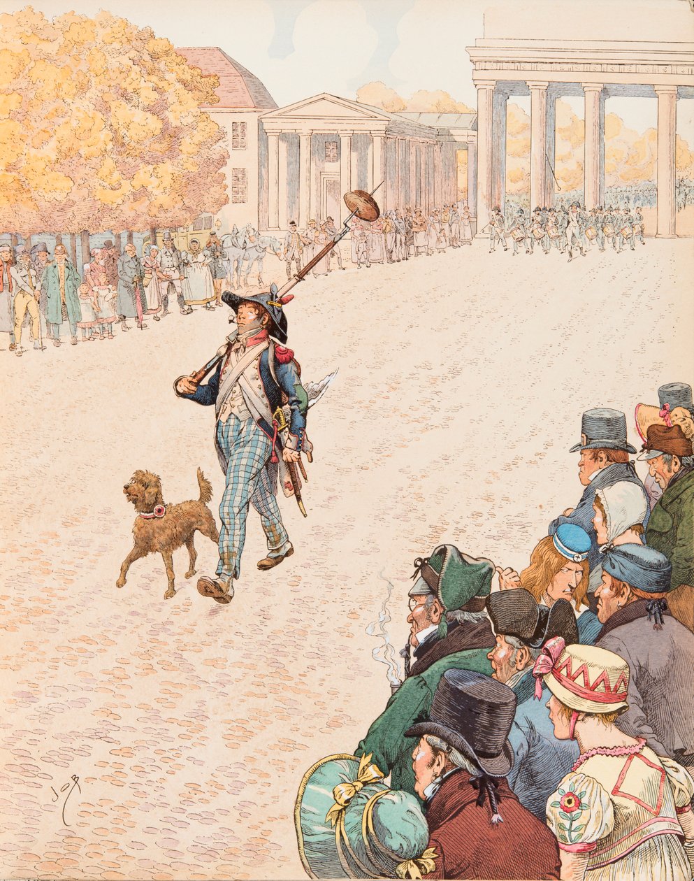 Jacques Marie Gaston Onfroy de Breville dit JOB (1858-1931) - Sisäänkäynti Berliiniin (1. Napoleonin joukot saapuivat Berliiniin voittajana vuonna 1806), yksityinen kokoelma tekijältä pseudonym for Onfray de Breville Jacques Job