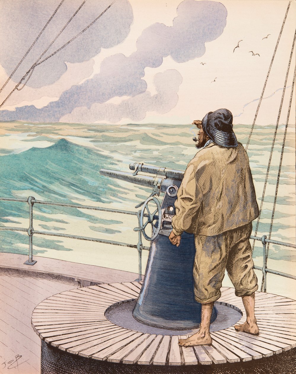 Jacques Marie Gaston Onfroy de Breville dit JOB (1858-1931) - Troolari (valanpyyntipurjehtija), yksityinen kokoelma tekijältä pseudonym for Onfray de Breville Jacques Job
