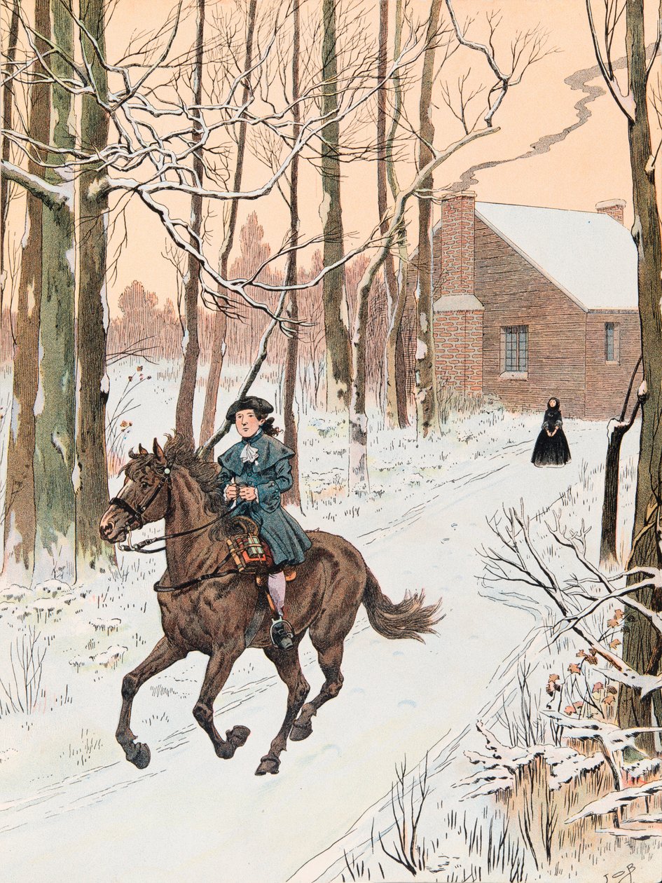 Jacques Marie Gaston Onfroy de Breville dit JOB (1858-1931) - Nuori George Washington (1732 - 1799) lähti perheen kodista vuonna 1740 Old Field Schoolin yksityiskokoelmaan. tekijältä pseudonym for Onfray de Breville Jacques Job