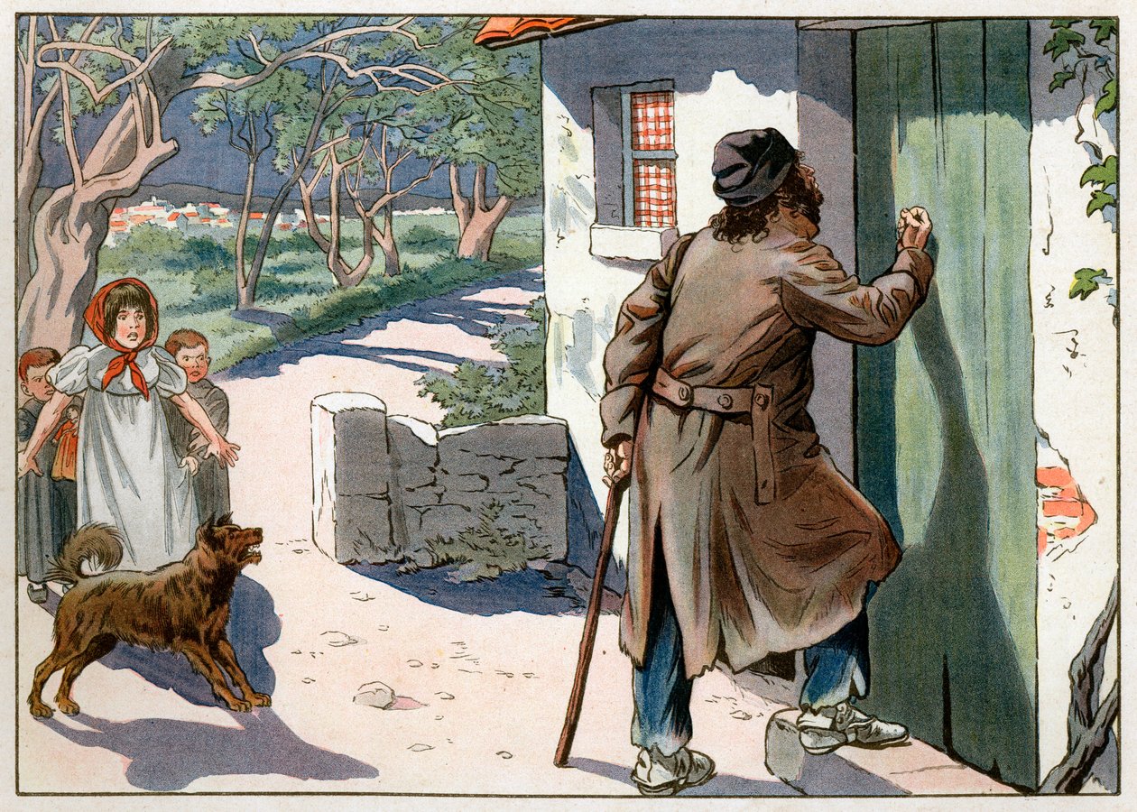 Joachim Murat (1767-1815), Napolin dechu-kuningas, vaelsi Provencessa paenessaan Napolista vuonna 1815. Kaiverrus Jacques Marie Gaston Onfray de Breville dit Job (1858-1931) tekijältä pseudonym for Onfray de Breville Jacques Job