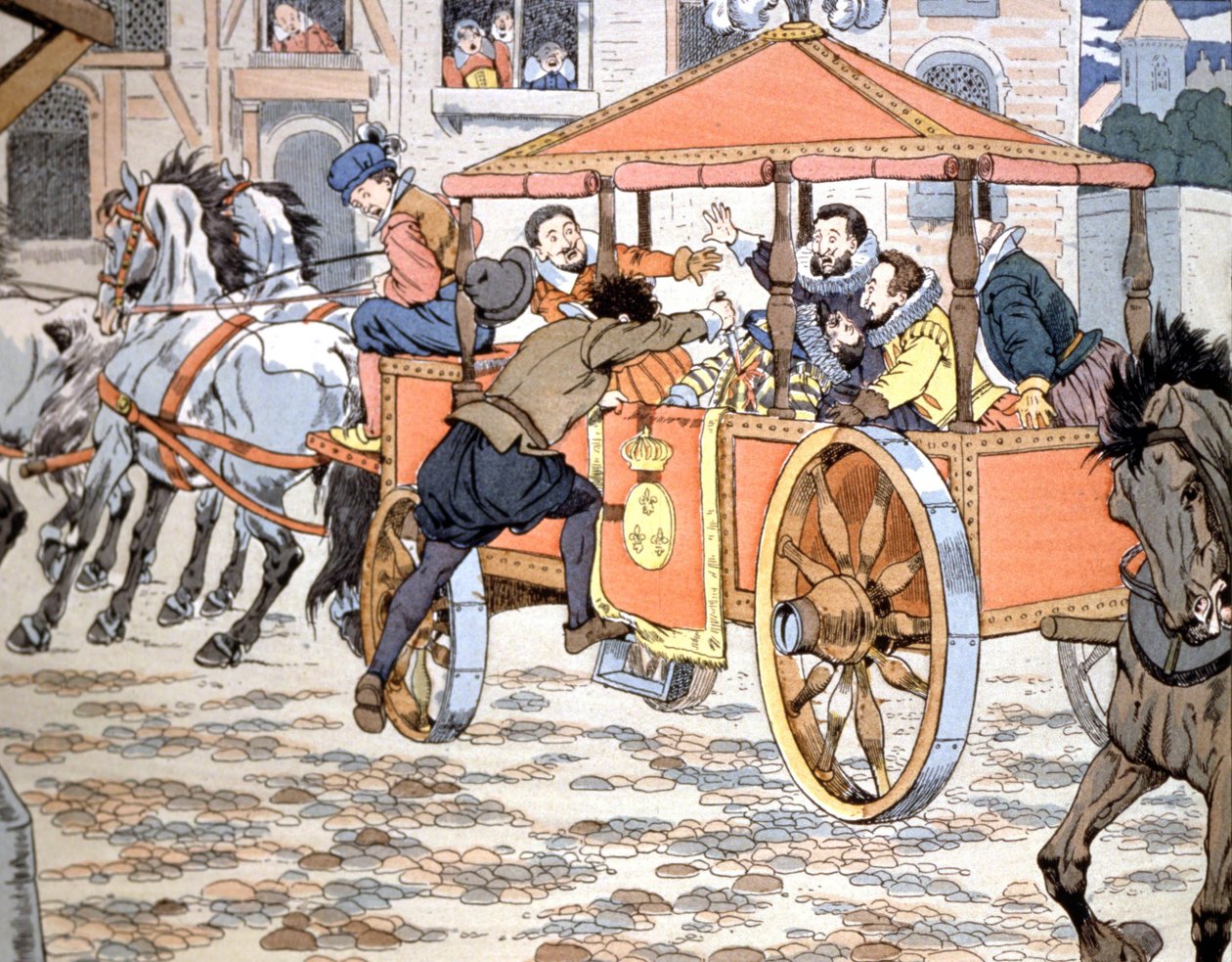 Henry IV:n murha, n. 1900 (kuva) tekijältä pseudonym for Onfray de Breville Jacques Job